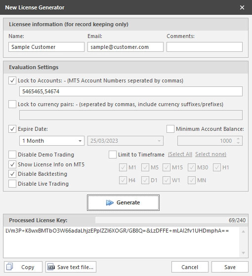 MQL4/MQL5 offline licensing system - New license